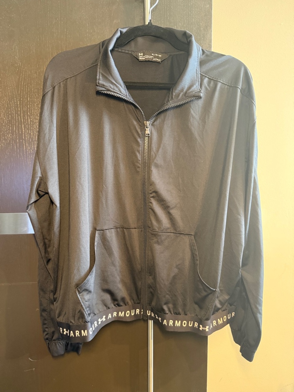 Under Armour Black Full-Zip lightweight running bomber Jacket with Branded Hem
